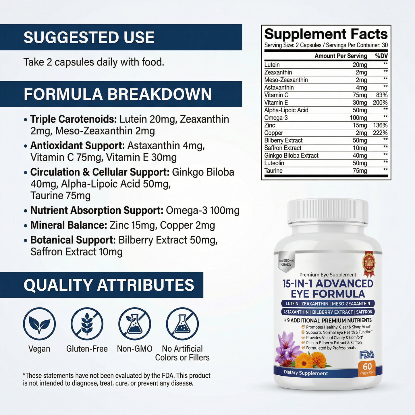 Advanced Eye Supplement - Support Clarity, Protection & Screen Fatigue