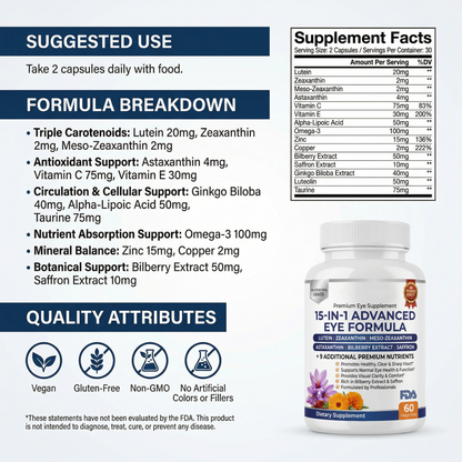 Advanced Eye Supplement - Support Clarity, Protection & Screen Fatigue